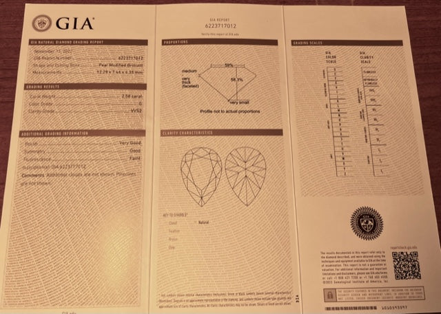 EXCELLENT DEAL Pear Shape Brilliant Cut  Diamond Gemstone 2.58cts