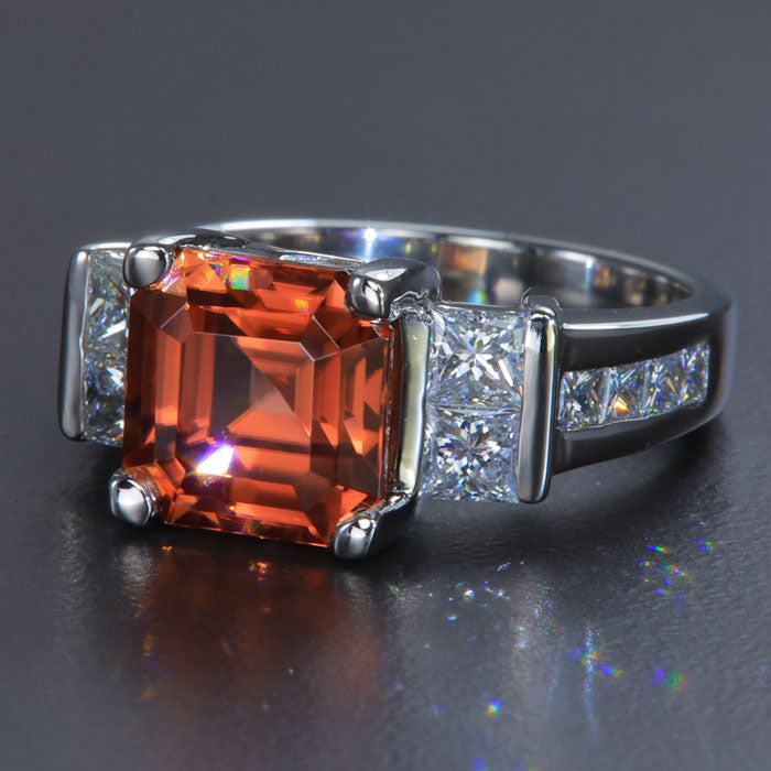 Platinum Imperial Zircon and Diamond Ring