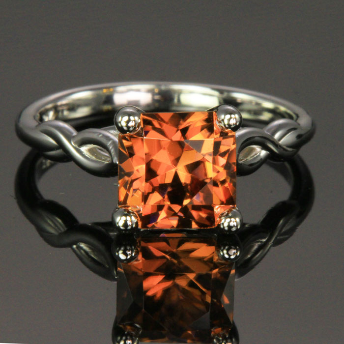 14K White Gold Imperial Zircon Ring 3.70 Carats