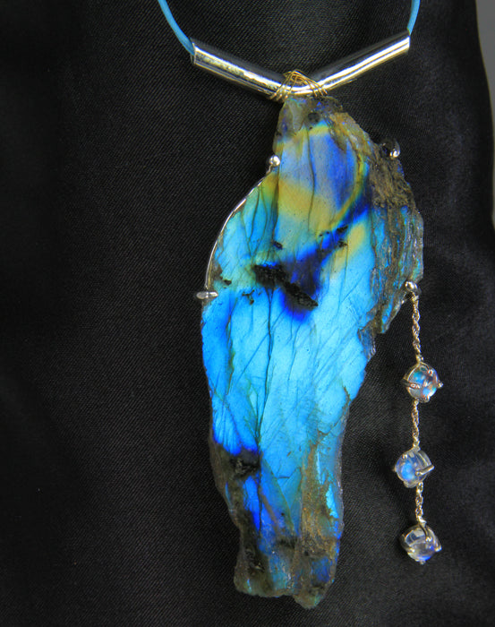 Large Sterling Silver Labradorite/Moonstone Pendant