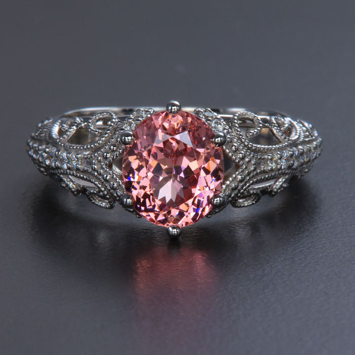 ON HOLD FOR LUIS: 14K White Gold Mahenge Malaya Garnet and Diamond Ring  2.58 Carats