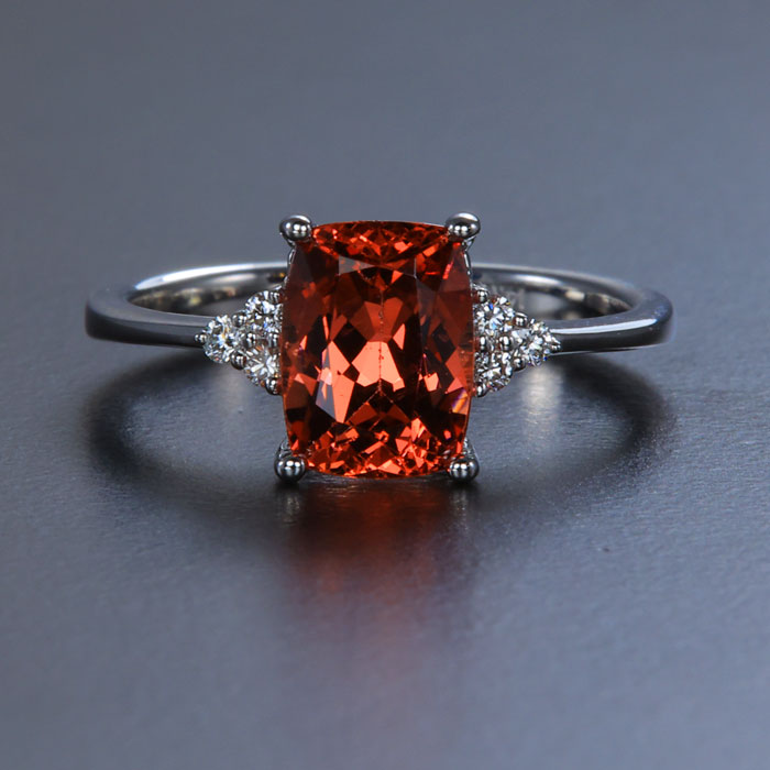 White Gold Antique Cushion Malaya Garnet Ring