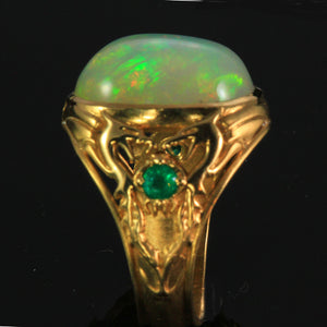 18K Yellow Gold Mens's Opal Ring 12.00 Carats Designed by Christopher Michael