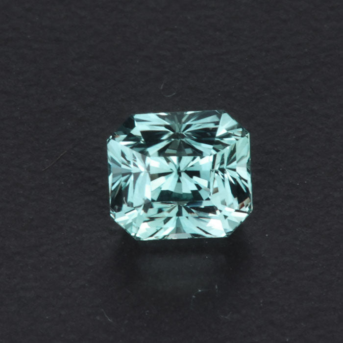 Bluish/Green Brilliant Emerald Cut Montana Sapphire Ring 1.69 Carats