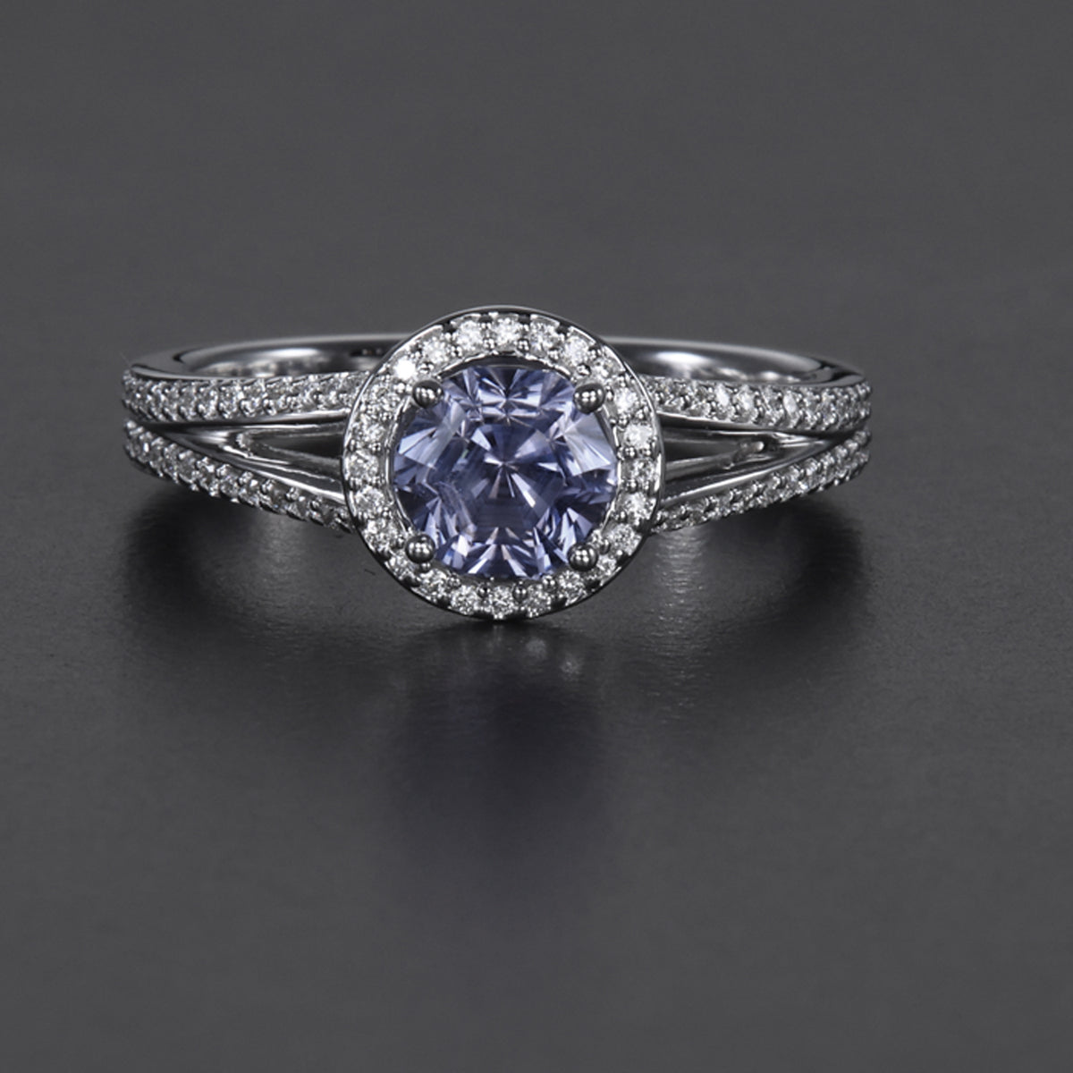 14K White Gold Montana Sapphire and Diamond Ring 1.50 Carats