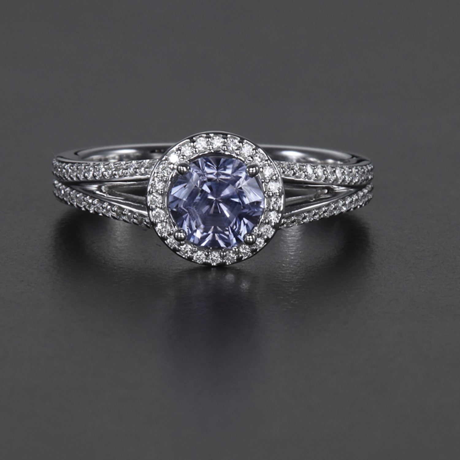 14K White Gold Montana Sapphire and Diamond Ring 1.50 Carats