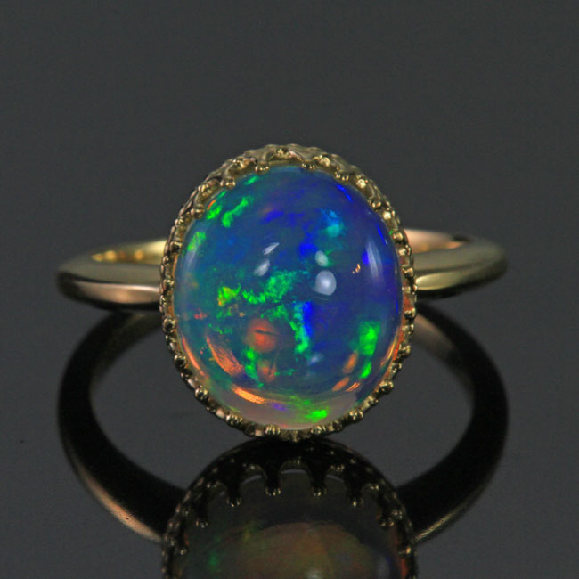 14K Yellow Gold Oval Opal Ring