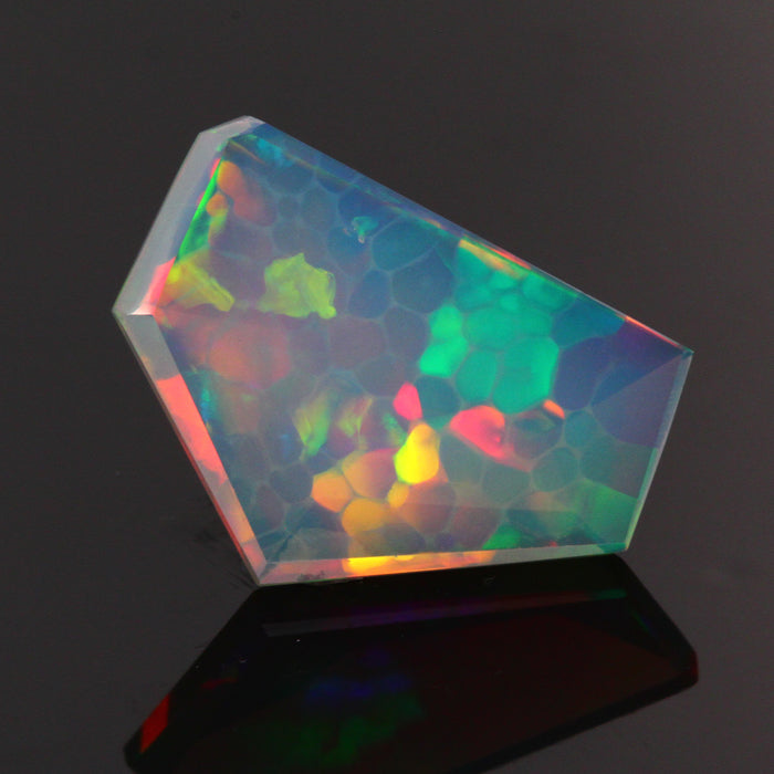 Rainbow Colors Faceted Pentagonal Shape Opal 