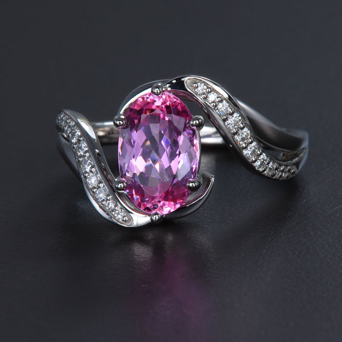 Pink topaz diamond ring Clearance