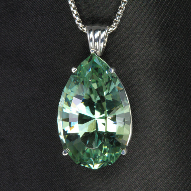 Sterling SIlverPear Shape Prasiolite Pendant