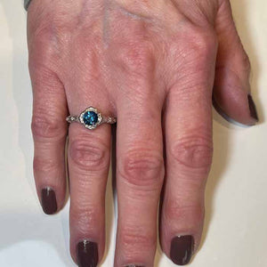 14k White Gold Montana Sapphire and Diamond Ring 1.02 Carats