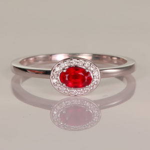 Ruby and Diamond Simple Ring in white gold