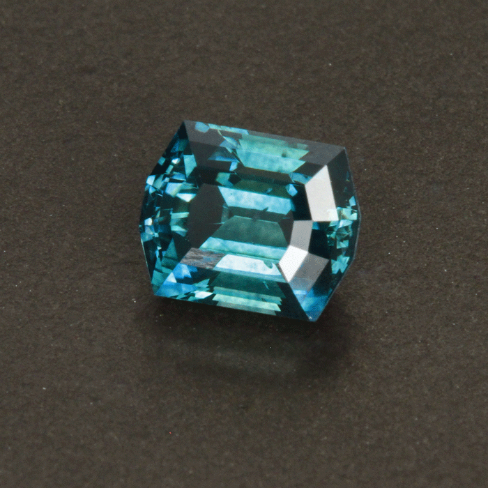 Blue Green Stepped Modified Emerald Cut Montana Sapphire 1.36 Carats