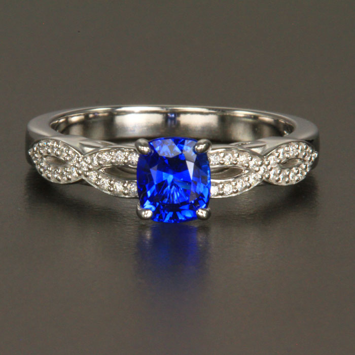 White Gold  Sapphire and Diamond Ring