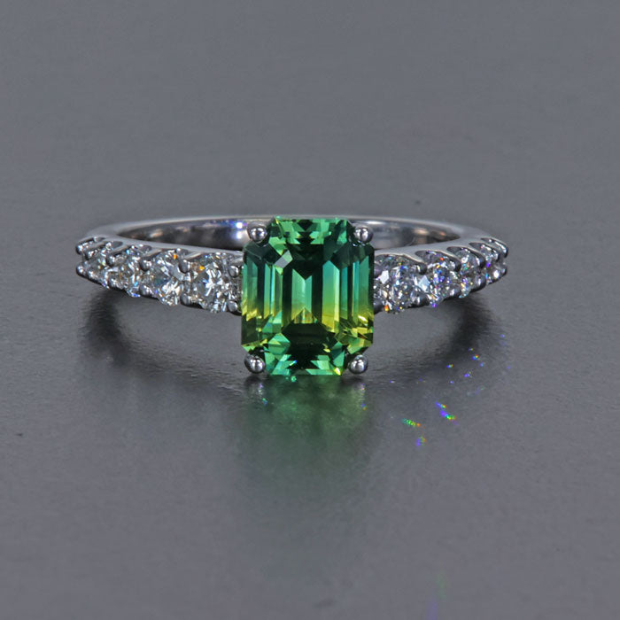 White Gold Bi-Color Green/Yellow Sapphire Ring