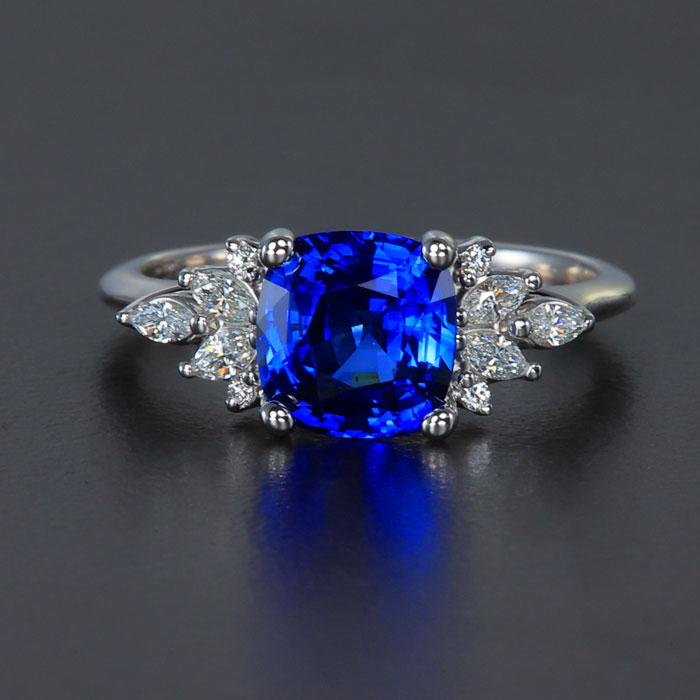  White Gold Sapphire and Diamond Ring