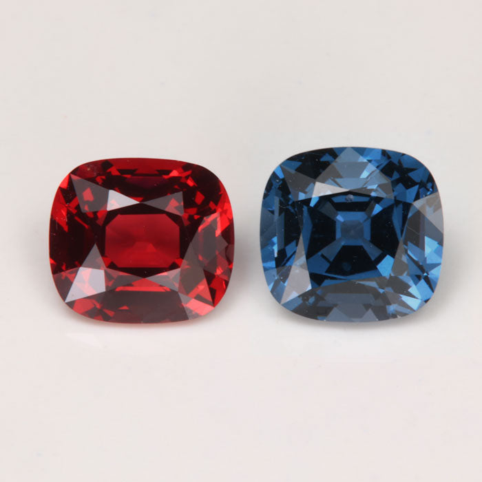 (ON HOLD CP) Pair of Spinel Gemstone Red and Blue Total weight 2.46cts