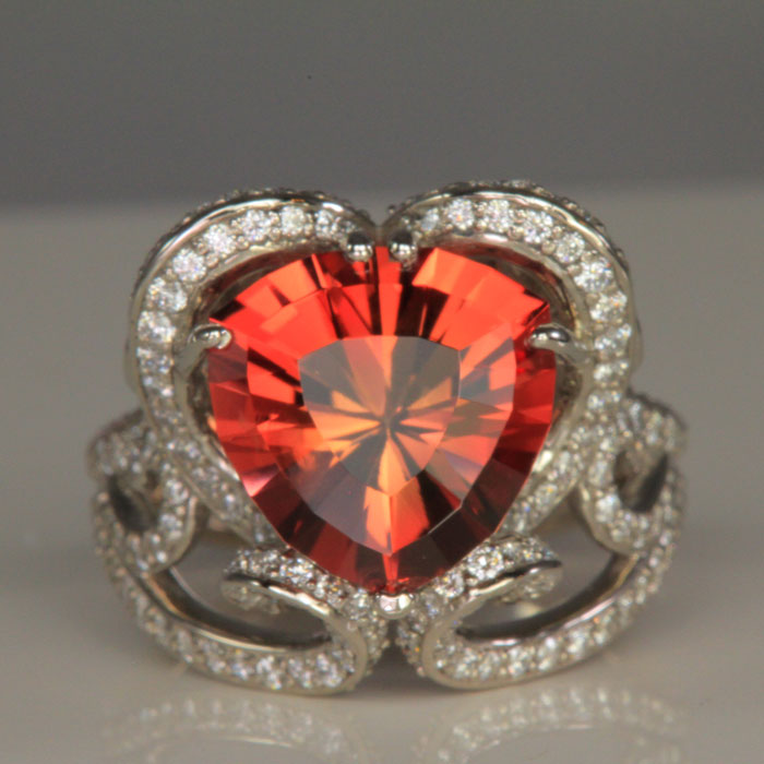 Palladium Oregon Sunstone Ring by Christopher Michael 5.38 Carats