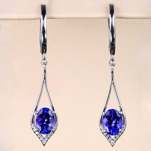 Tanzanite and Diamond Leverback Earrings