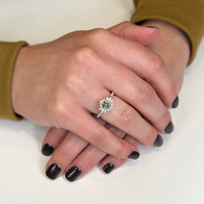 14K White Gold Montana Sapphire and Diamond Ring .73 Carats