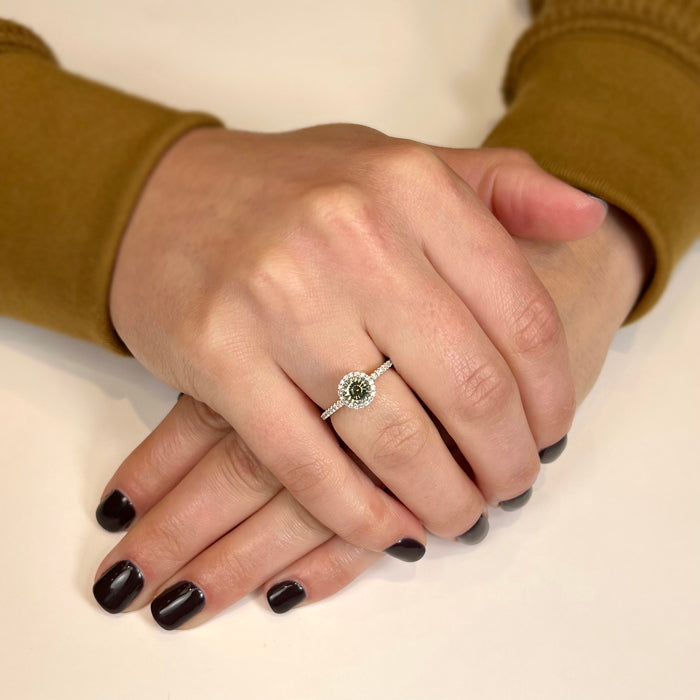 14K White Gold Montana Sapphire and Diamond Ring 1.04cts