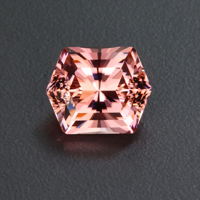 Pink/Peach Hexagonal Barion Cut Tourmaline Gemstone 6.70 Carats