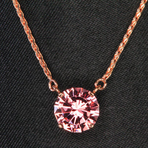 14K Rose Gold Round Pink Tourmaline Pendant with attached chain
