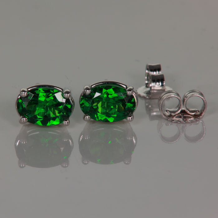 14K White Gold Oval Tsavorite Garnets Stud Earrings 1.20cts
