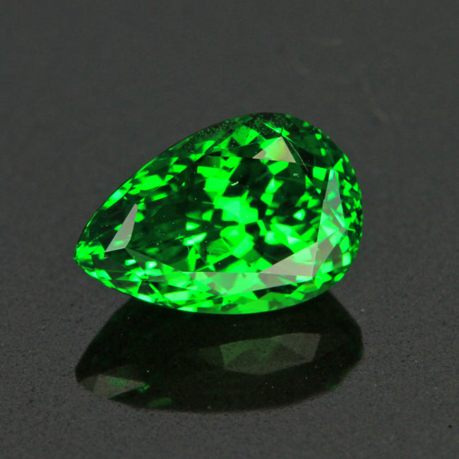 Tsavorite garnet green pear shape Tanzania