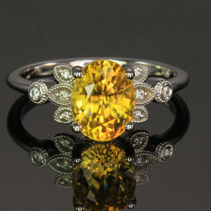 yellow zircon white gold ring