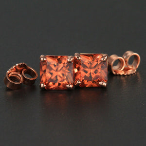 14k Rose Gold Imperial Zircon Earrings 3.02 Carats