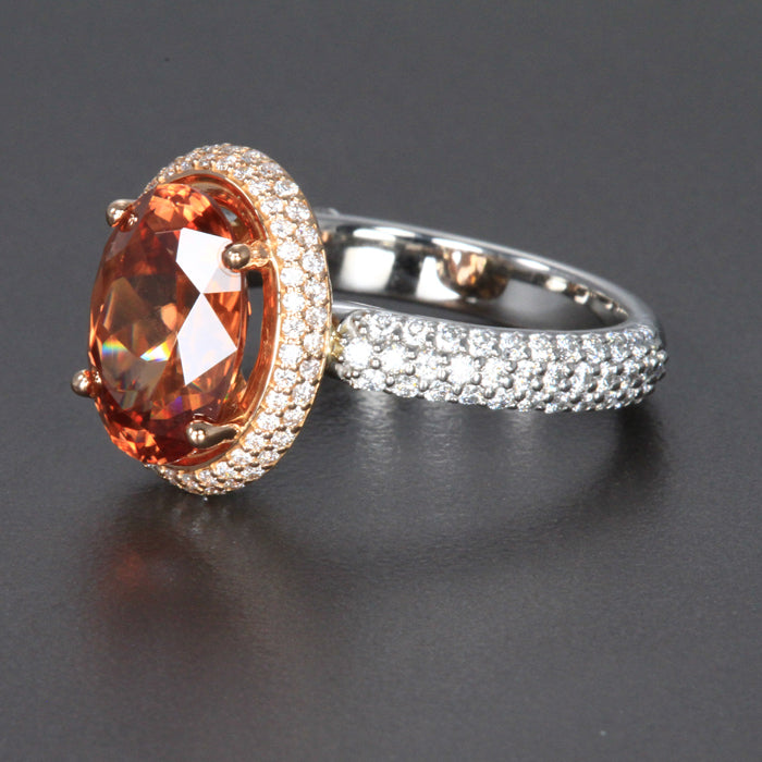 Ladies Platinum 18K Rose Gold Imperial Zircon and Diamond Ring 5.96 Carats