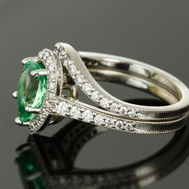 Engagement Set with Rare Merelani Mint Garnet