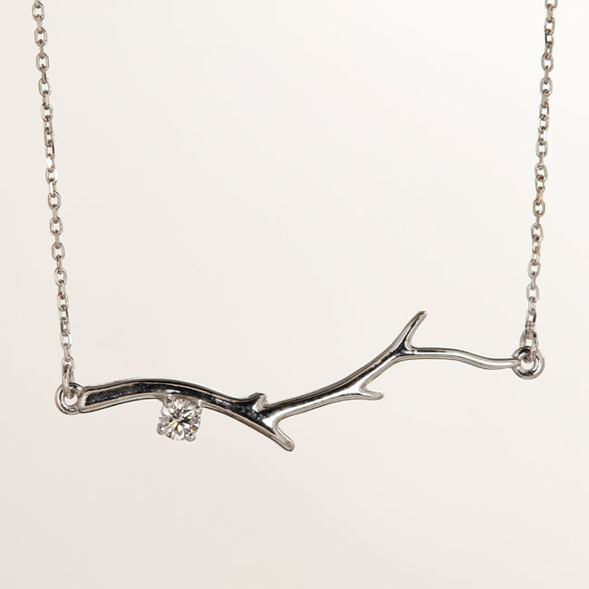 14k White Diamond Branch Pendant
