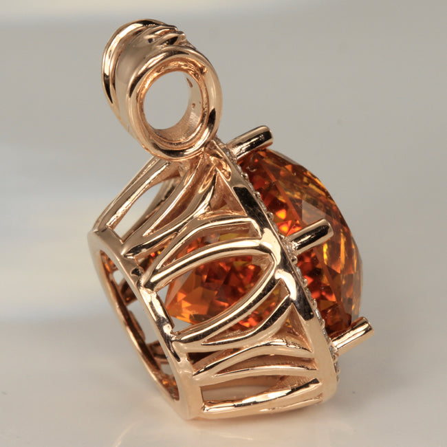 33 Carat Citrine and Diamond Pendant in Rose Gold 