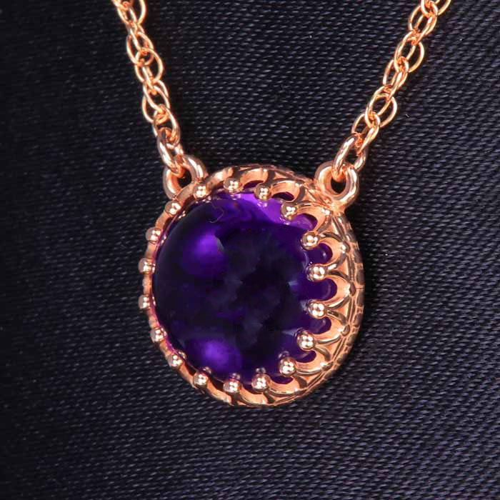 14K Rose Gold Rope Link Amethyst Pendant 3.76 Carats
