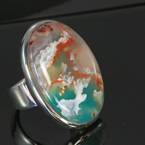 Sterling Silver Oval Aquaprase Ring
