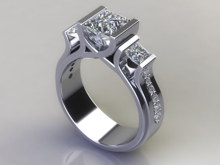 Custom Designed Princess Cut Engagement Ring Designed By Christopher Michael