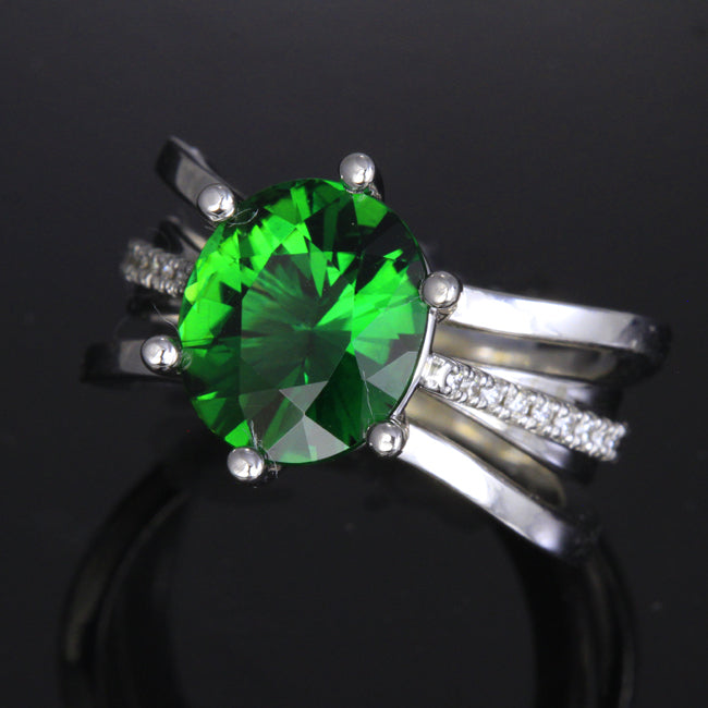 Chrome Tourmaline and Diamond Ring 3.47 Carat
