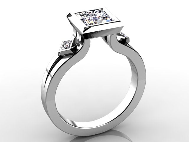 Christopher Michael Designed Bezel Set Princess Diamond Engagement Ring