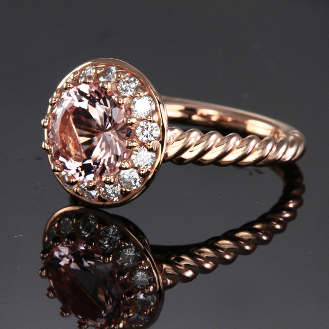 Morganite and Diamond Ring in 14kt. Rose Gold