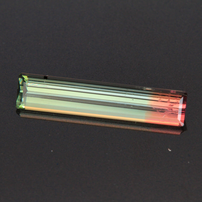 rectangular bi-color tourmaline green red 