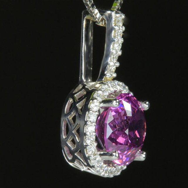 14K White Gold Umbalite Garnet and Diamond Pendant Side View