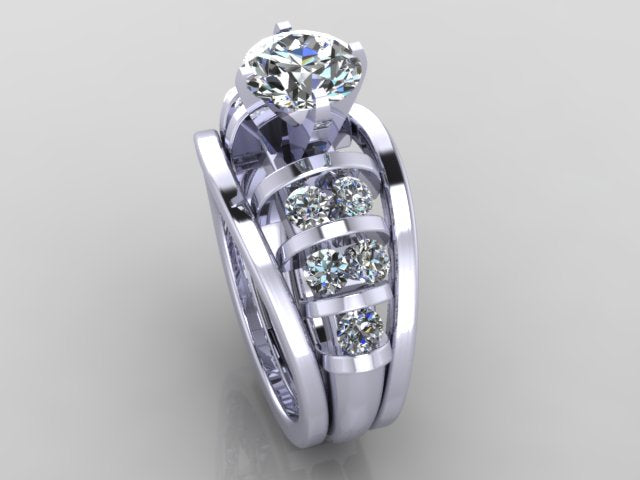 Engagement Ring for Round Brilliant Cut Diamond Designed By Christopher Michael