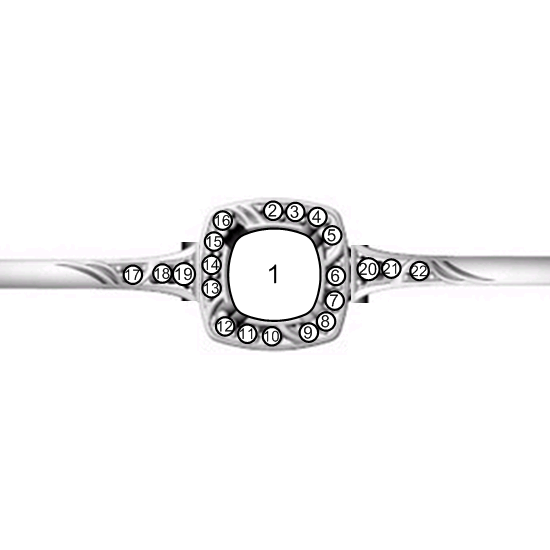 Princess Cut Halo Style Semi-Mount