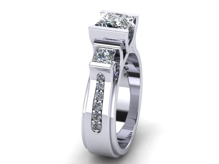 Custom Designed Princess Cut Engagement Ring Designed By Christopher Michael