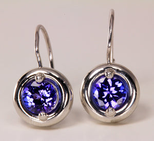 Drop Tanzanite Earrings 1.38 Carat Blue Violet Vivid Color
