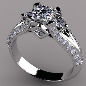 Custom Princess Engagement Ring For Princess Cut Diamond