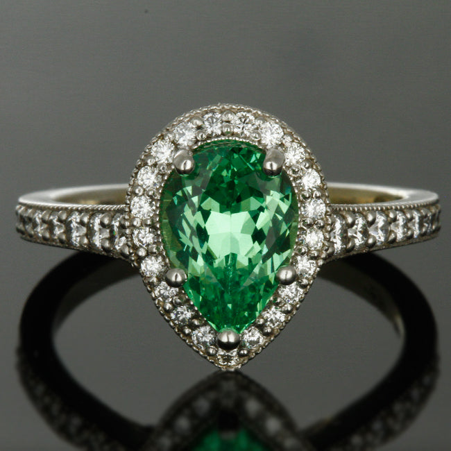 Engagement Set with Rare Merelani Mint Garnet