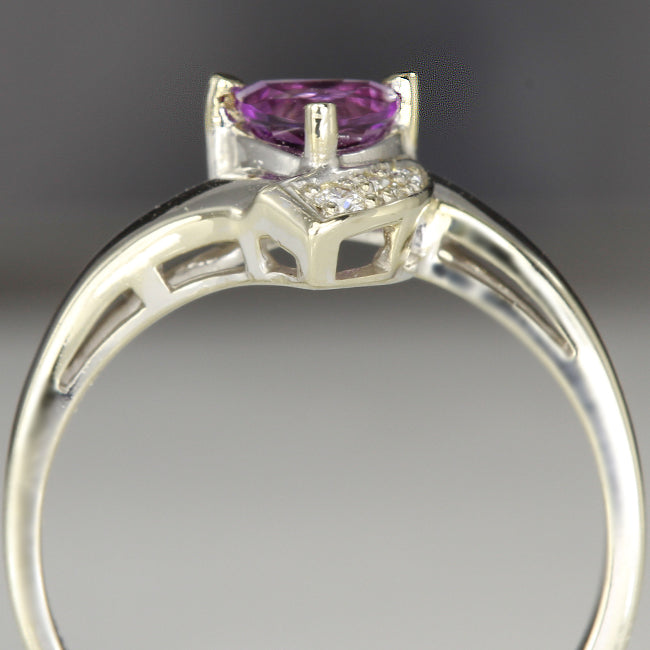 Petite Trilliant Amethyst and Diamond Ring